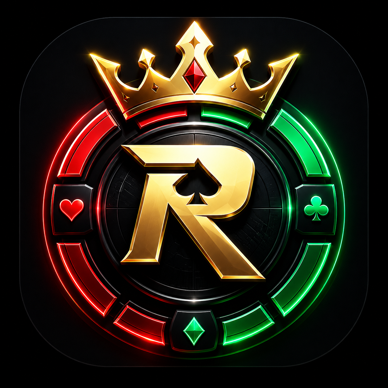 RajaLuck style mobile lobby screen with card game tiles and neon panels